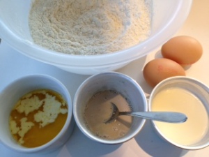 lining ingredients up for the stollen dough